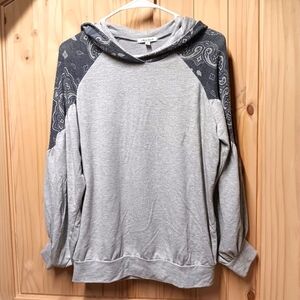 White Birch Gray Raglan Hoodie EUC